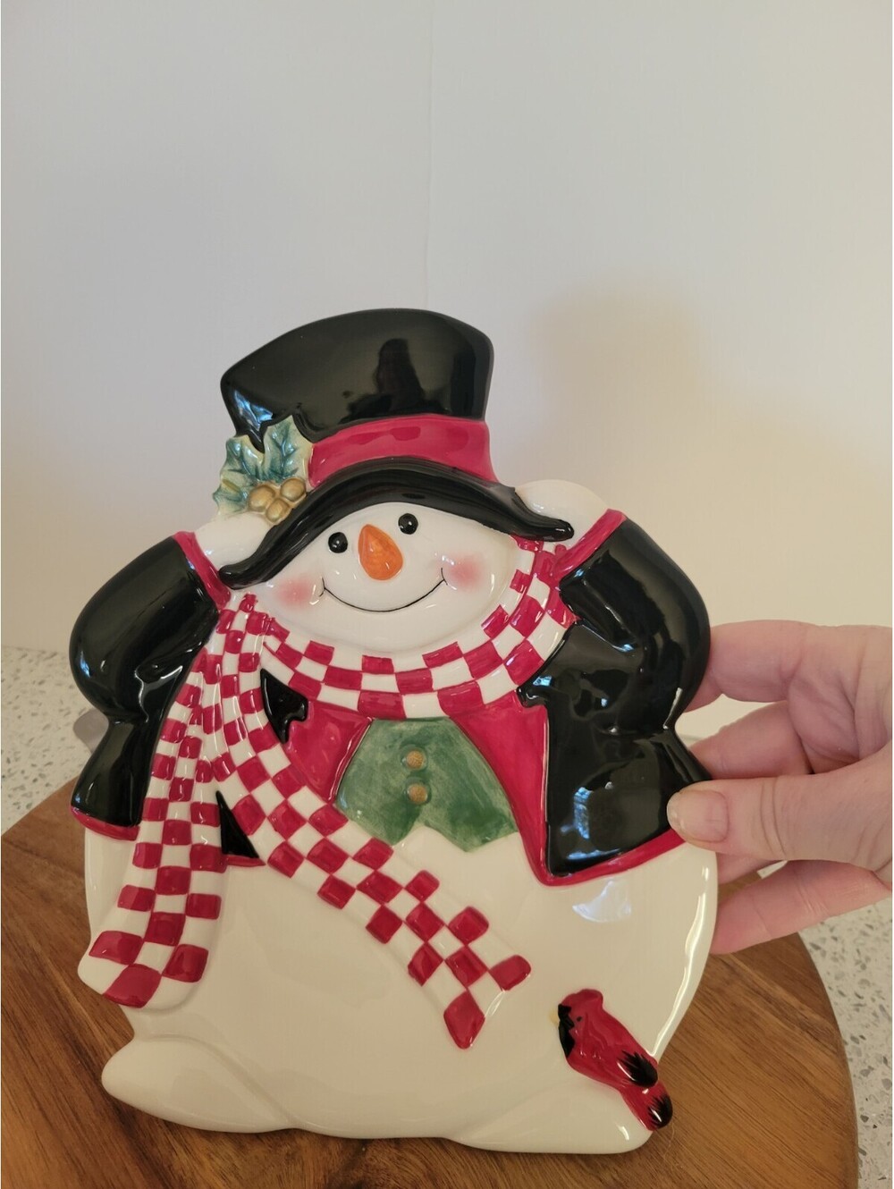 Fitz and Floyd Holly Jolly Snowman Canape Tray Plate Xmas 2004 Retired Frosty